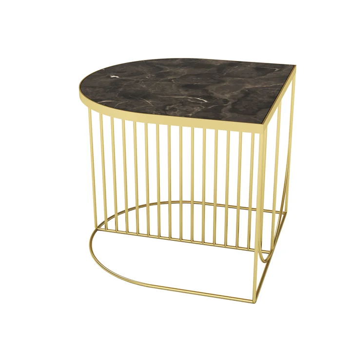 AYTM - Sino Couchtisch, 50 x 50 cm, gold / Marmor braun