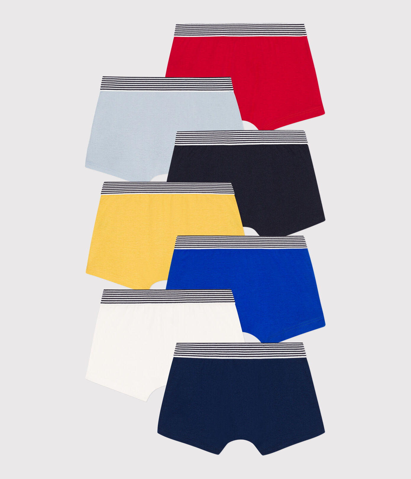 Lot de 7 boxers unis en coton petit garçon