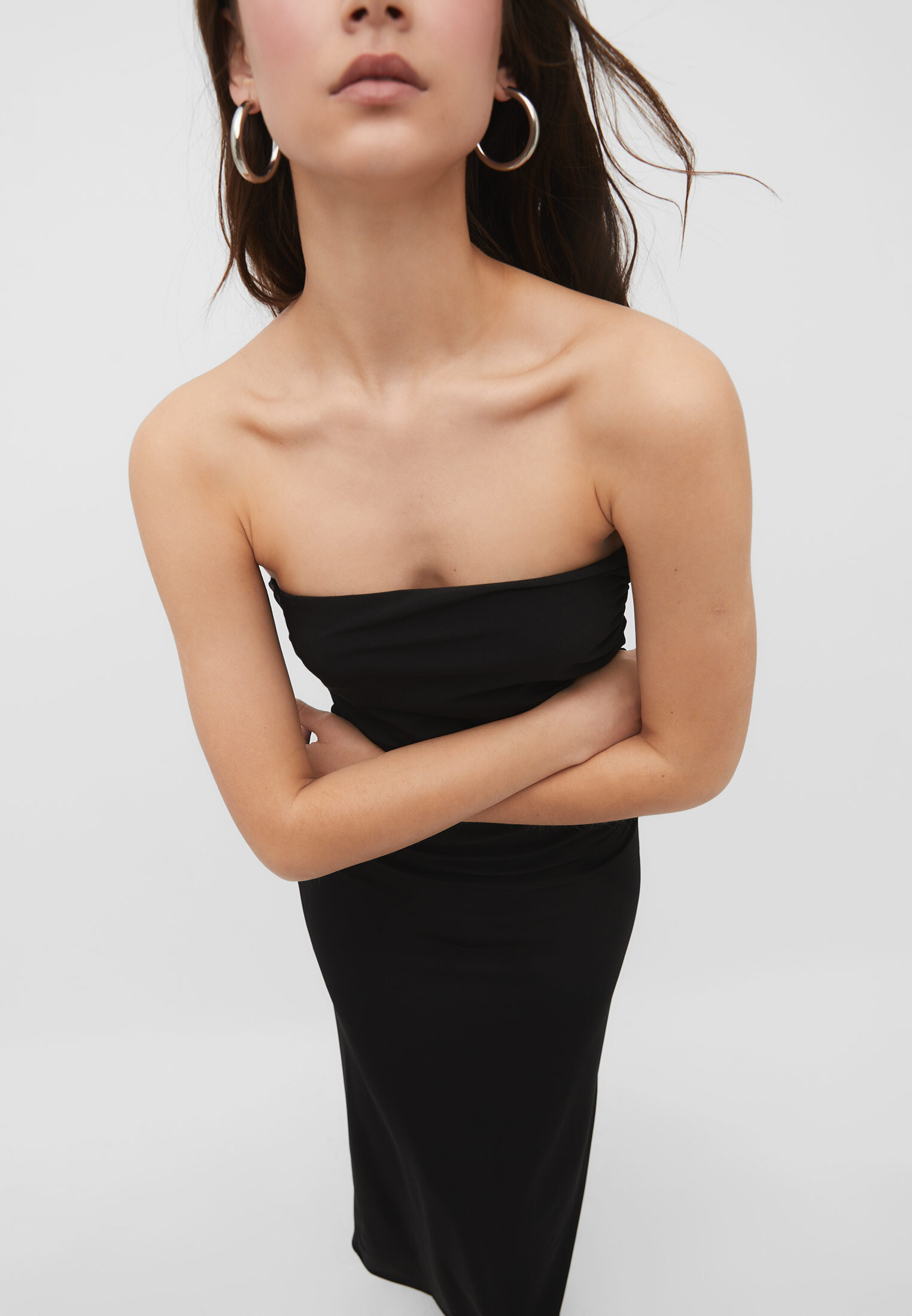 Vestido longo de malha estilo bandeau