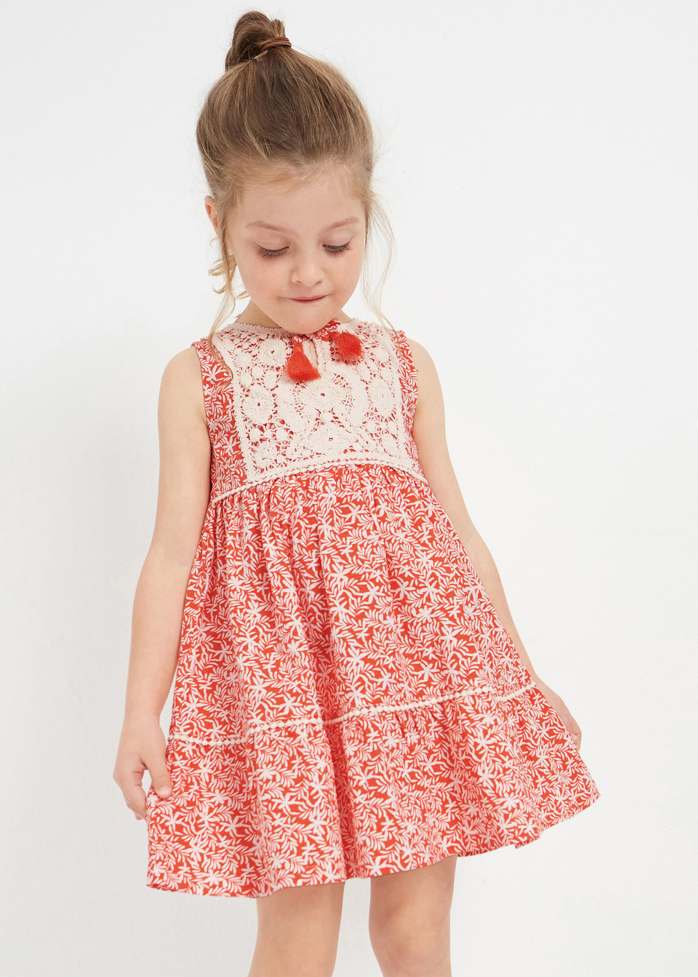Vestido de crochê de algodão para meninas
