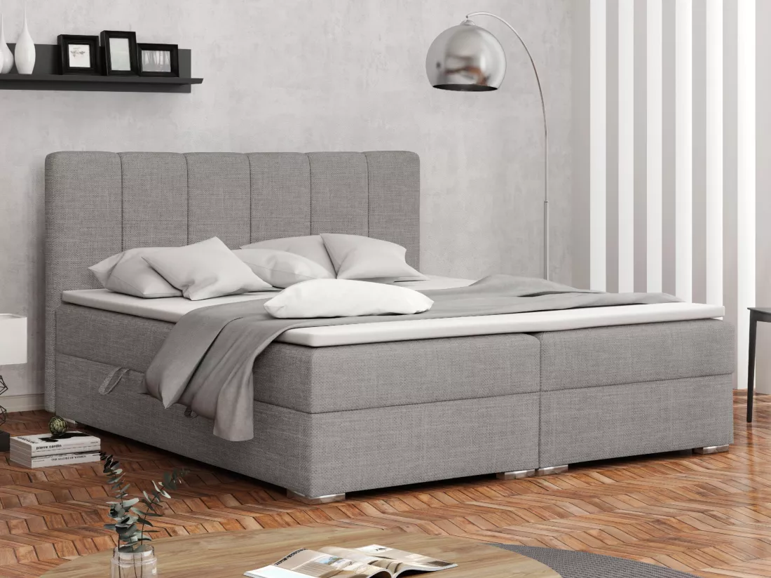LIT BOXSPRING avec coffres Provo 160x200 cm, Lux 05 (Gris clair)