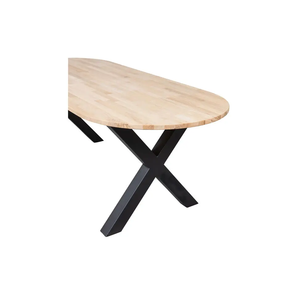WOOOD Tablo Tafel Ovaal met Alkmaar Poot - Eiken/Metaal - 75x220x90