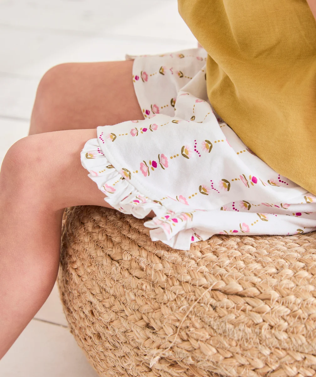 PYJAMA FILLE EN COTON BIOLOGIQUE JAUNE ET IMPRIMÉ