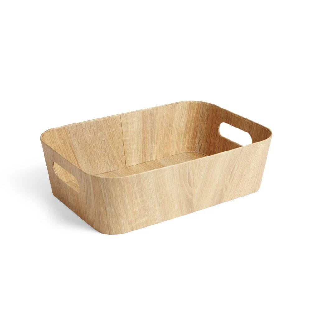 Panière carton et papier imitation bois 37x26xH11cm