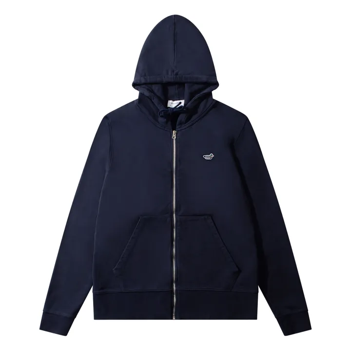 Edmmond Studios Hoodie Zippé Duck Patch Coton Bio | Bleu marine