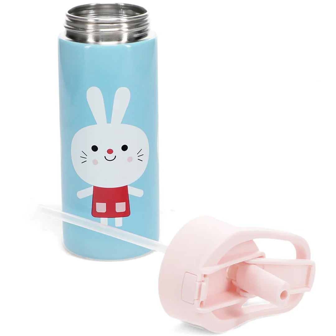 Rex london rvs drinkfles met rietje - lottie and friends - 500 ml