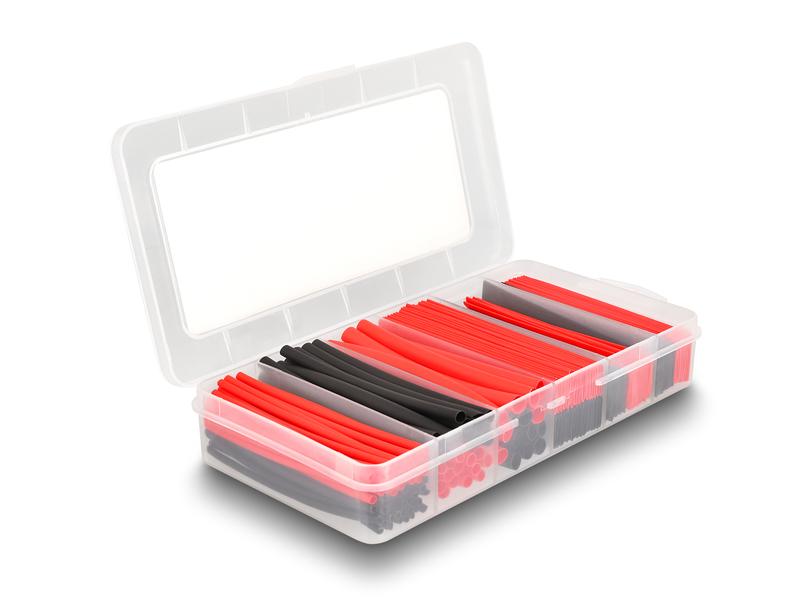 Delock Schrumpfschlauch Sortimentsbox, schwarz/rot, 196-tei Delock Schrumpfschlauch Sortimentsbox, Schrumpfungsrate 2:1, schwarz / rot 196-teilig