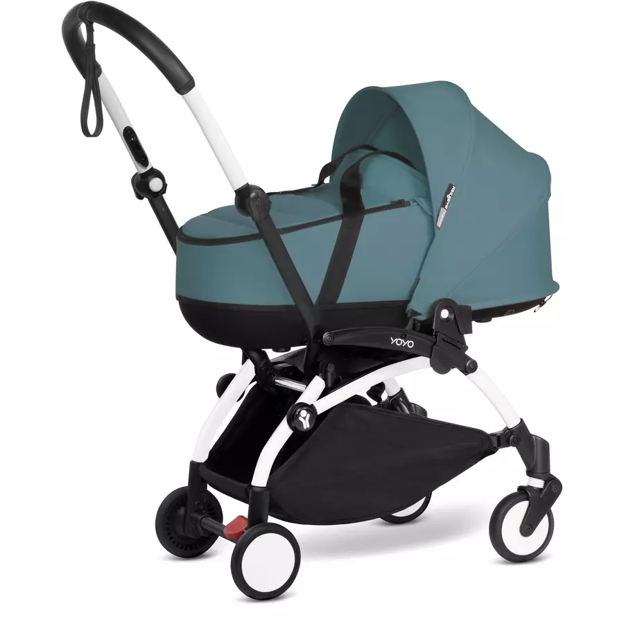 BABYZEN Kinderwagen YOYO2 0+ White mit Liegewanne und Textilset Aqua