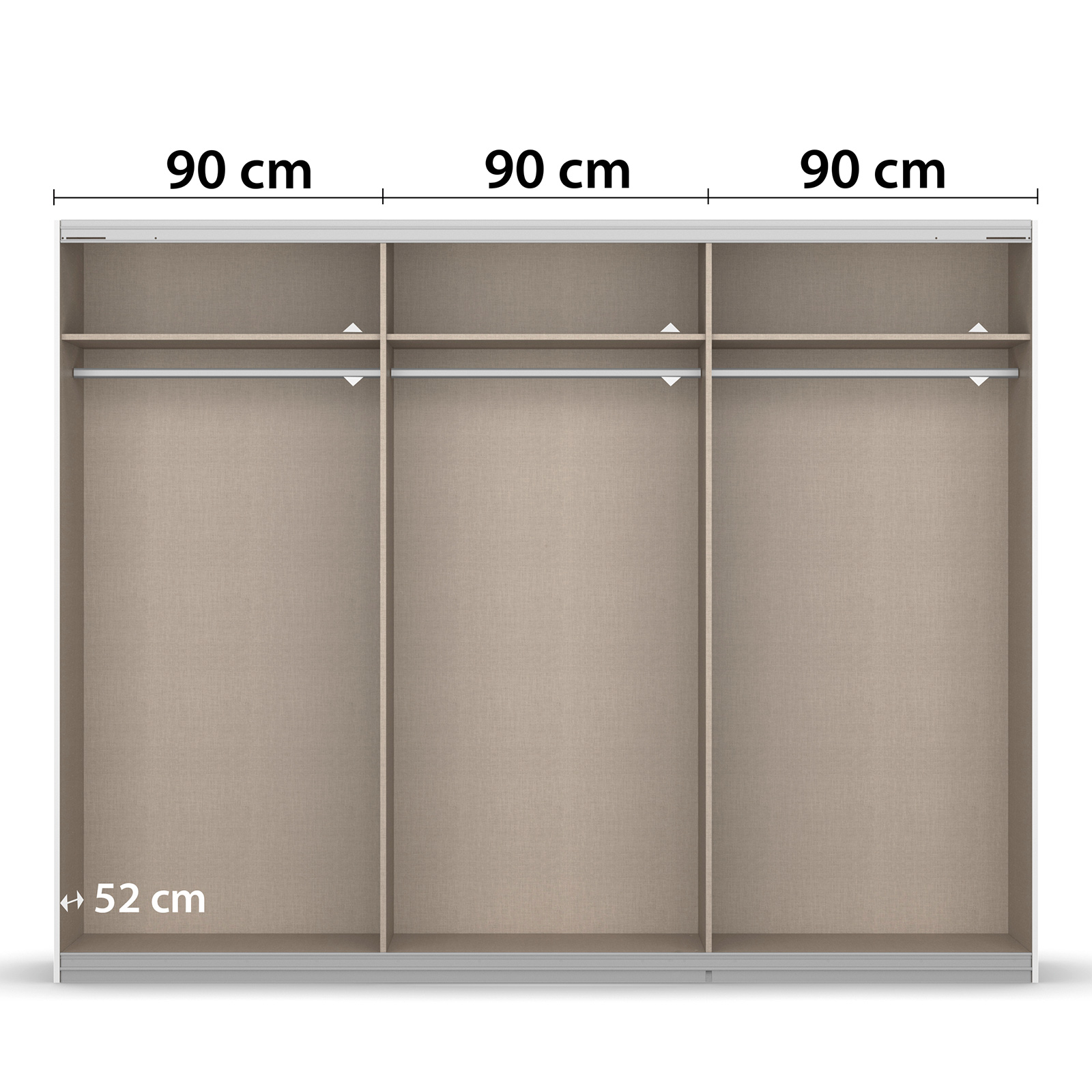 Schwebetürenschrank - seidengrau-alufarben - mit Spiegel - 271x210 cm