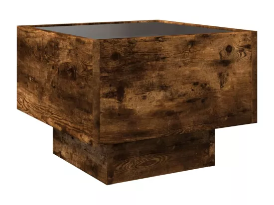 Table d'appoint et LED chêne fumé 40x40x30 cm bois d'ingénierie