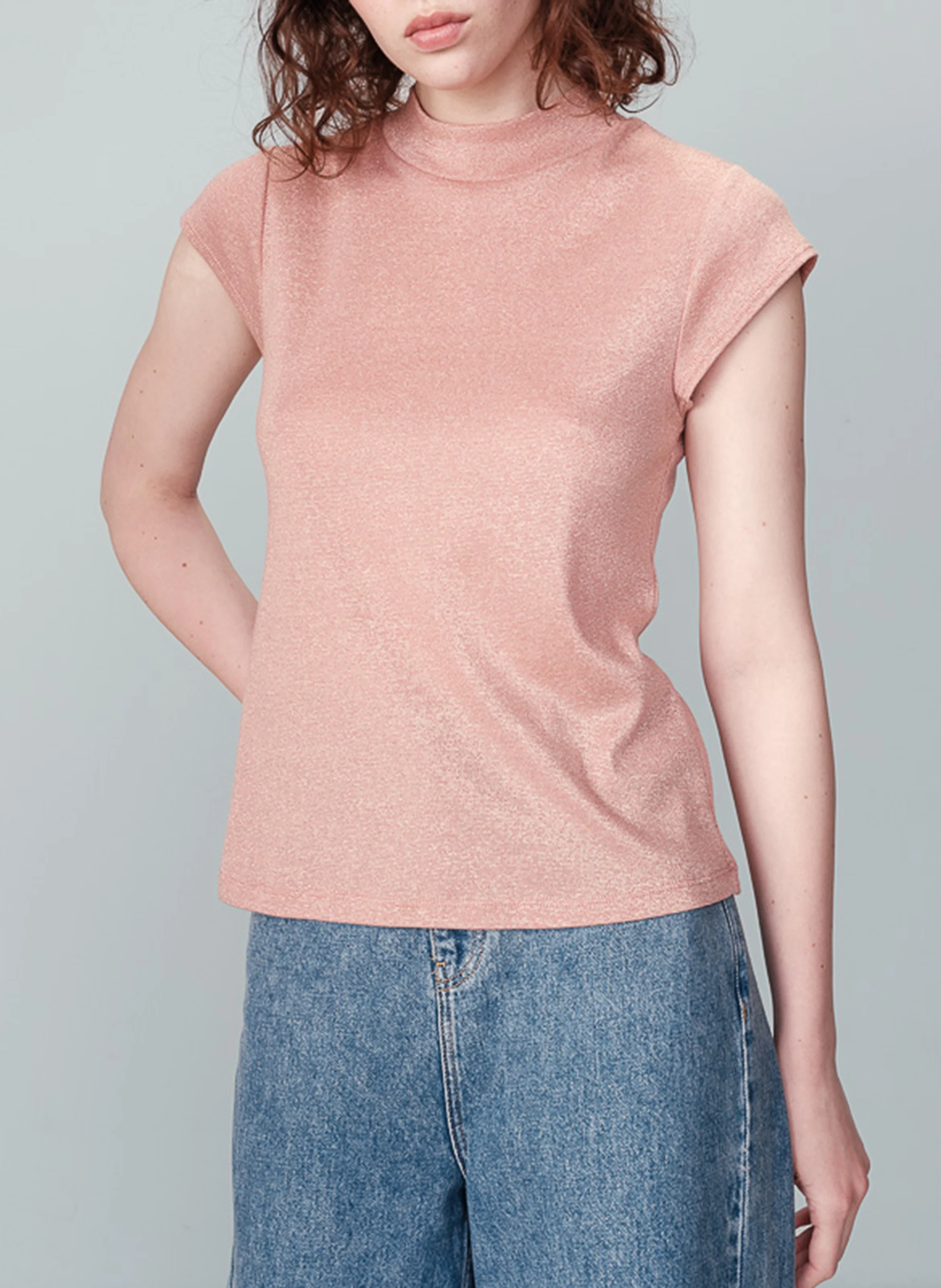 NECTAR - Top col montant ajusté pailleté | Rose