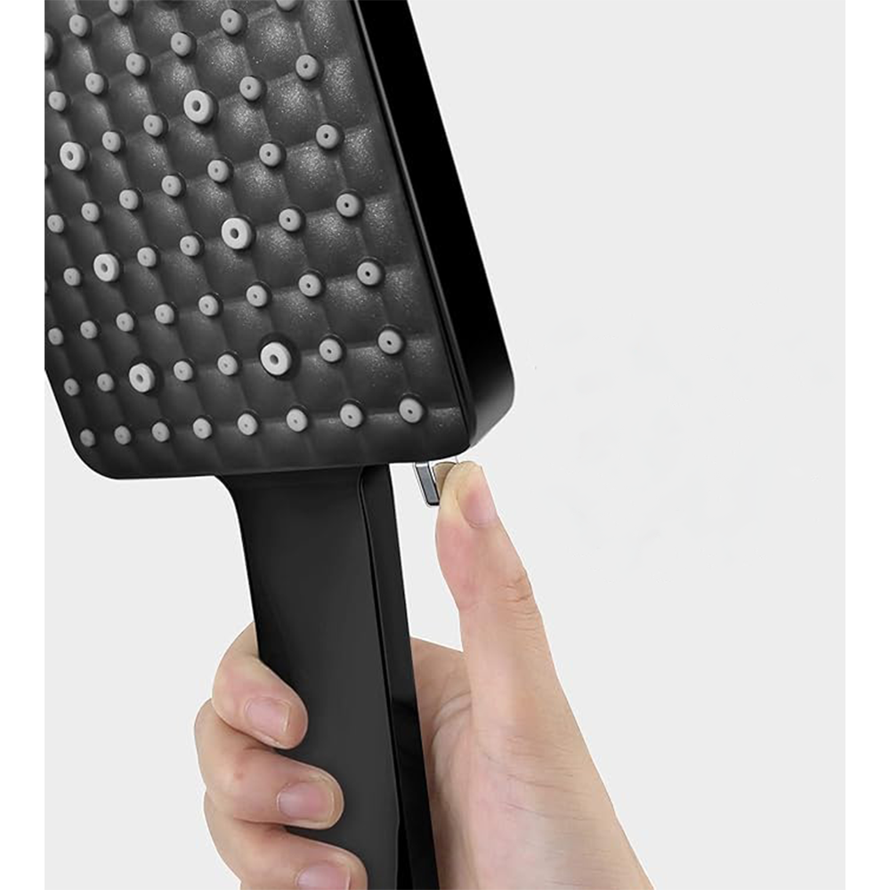 Universal Duschkopf Hand Brause Massage Hochdruck Düse mit 6 Strahlarten - Schwarz