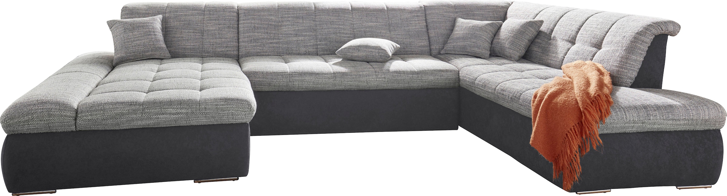 DOMO collection Wohnlandschaft »Moric Luxus  incl. Zierkissen« U-Form,  bis 140kg pro Sitzplatz belastbar, XXL B/T/H: 353/216/80 cm,