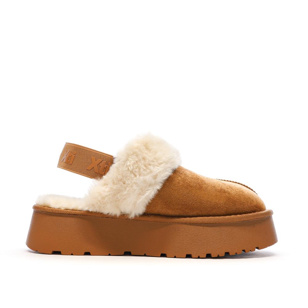 Xti Sabots fourrés à élastique Camel Femme Xti Microfiber