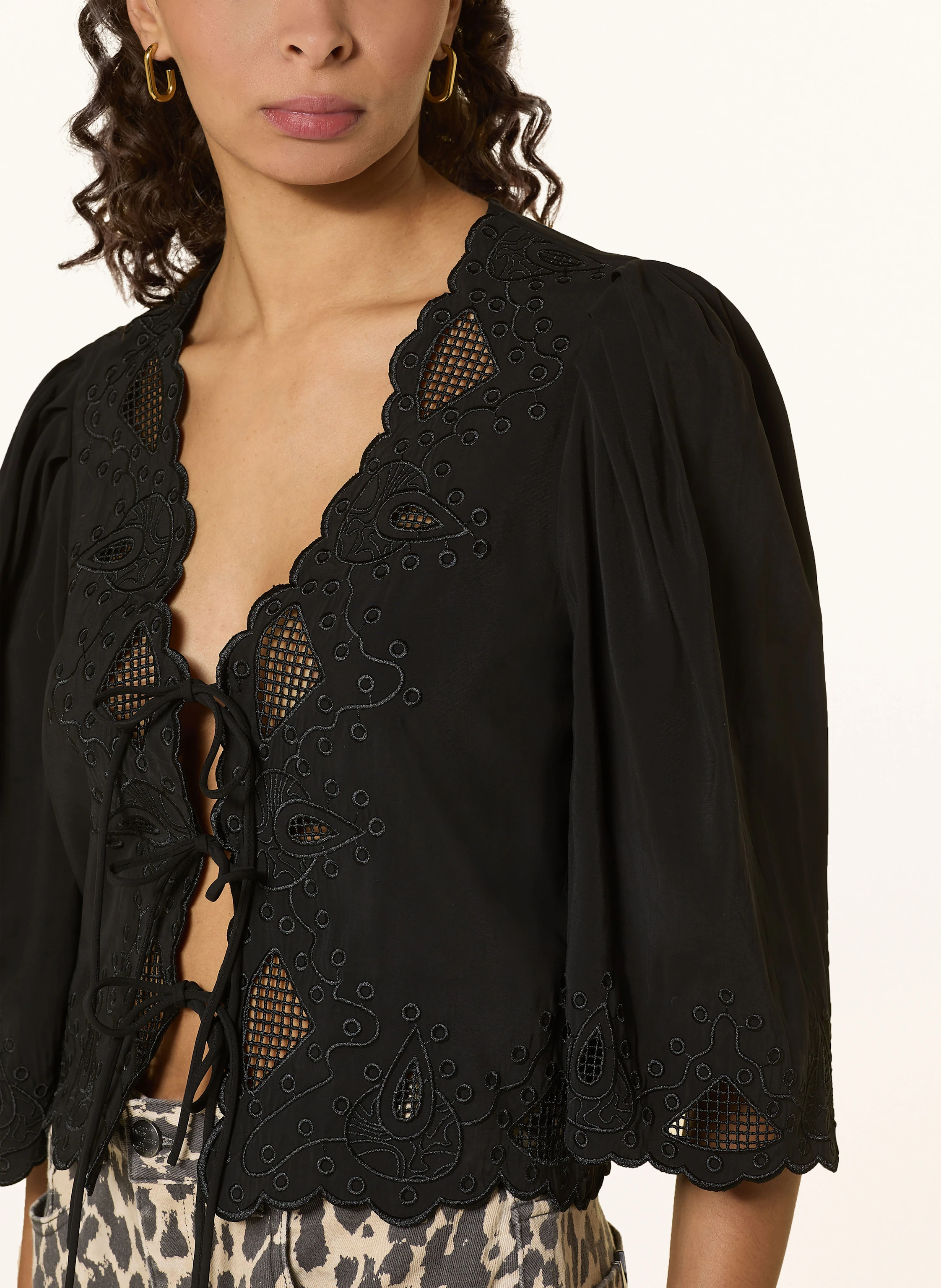 COPENHAGEN MUSE Bluse CMMADELYN mit 3/4-Arm und Lochspitze