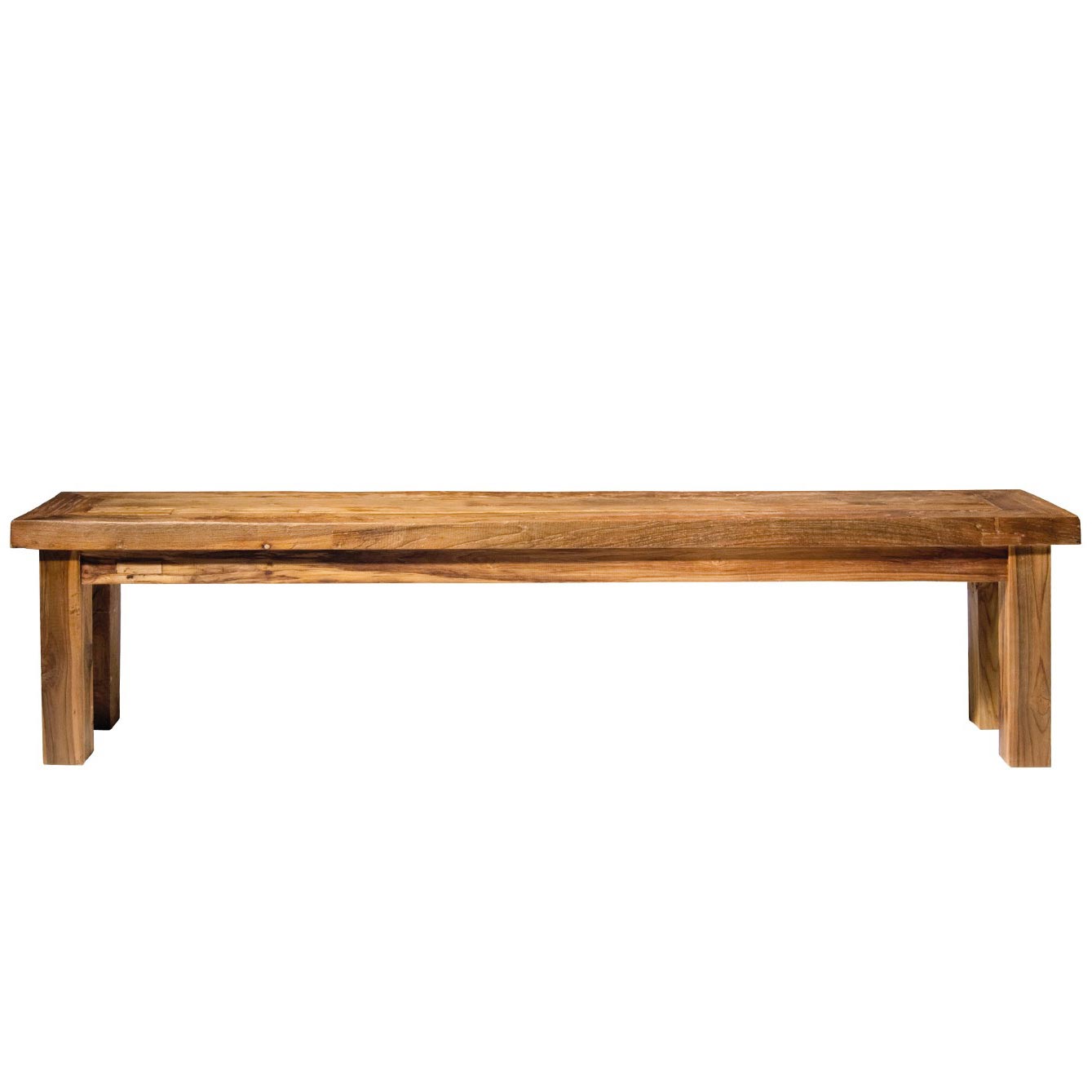 Holzbank aus recyceltem Teak, natur, B 250 cm, H 47 cm, L 35 cm von fischer's lagerhaus