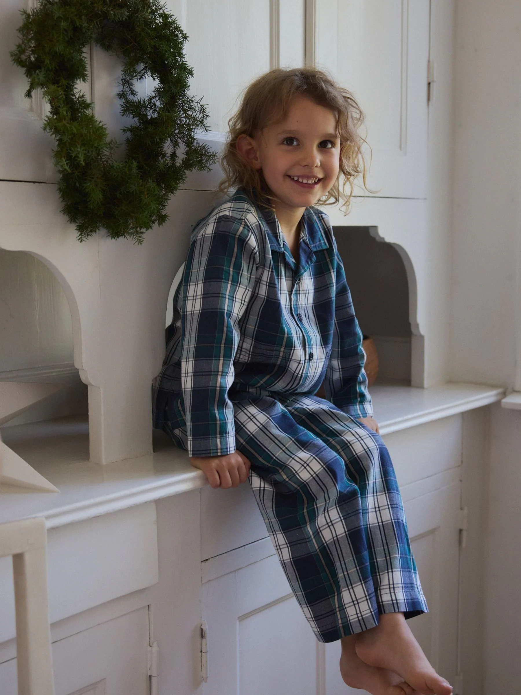 Polarn O. Pyret Cotton Checked Christmas Pyjamas