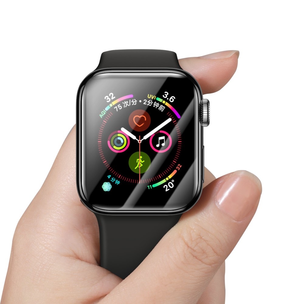Apple Watch (44mm) Vollbild Curved Panzer Glas Display Rahmen - Schwarz