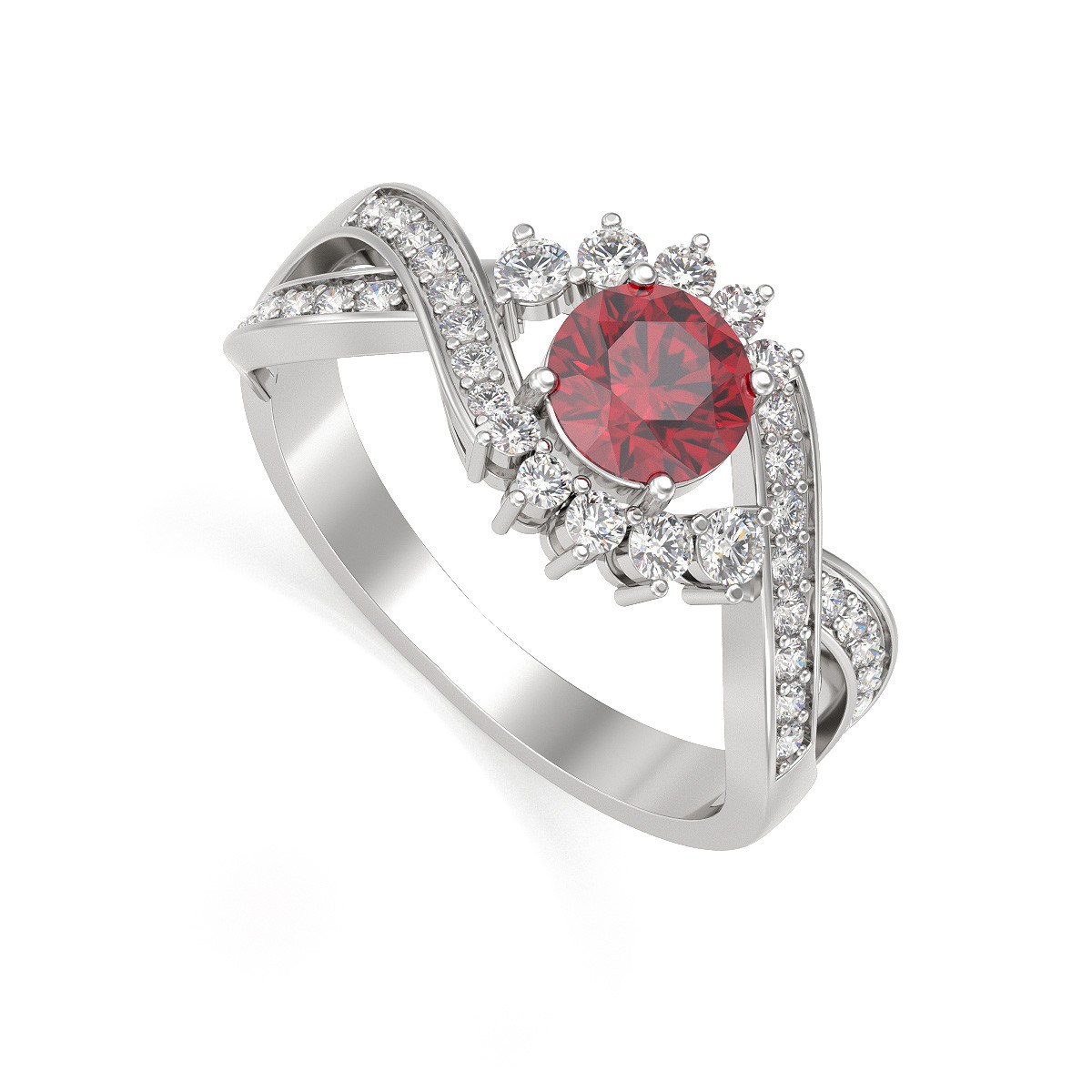 Bague Rubis et diamants sur Argent 925 3.2grs