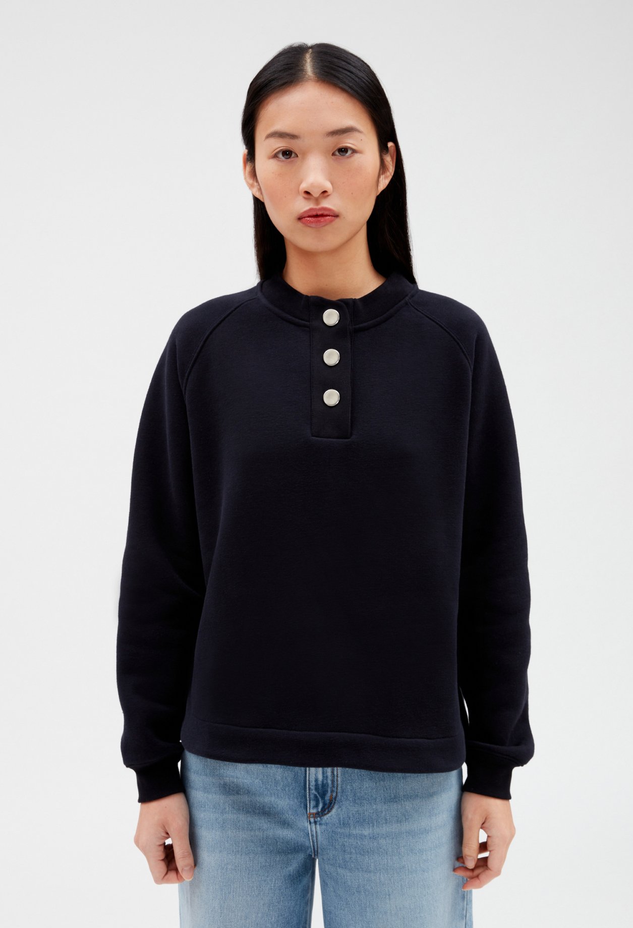 Sweatshirt col amovible marine