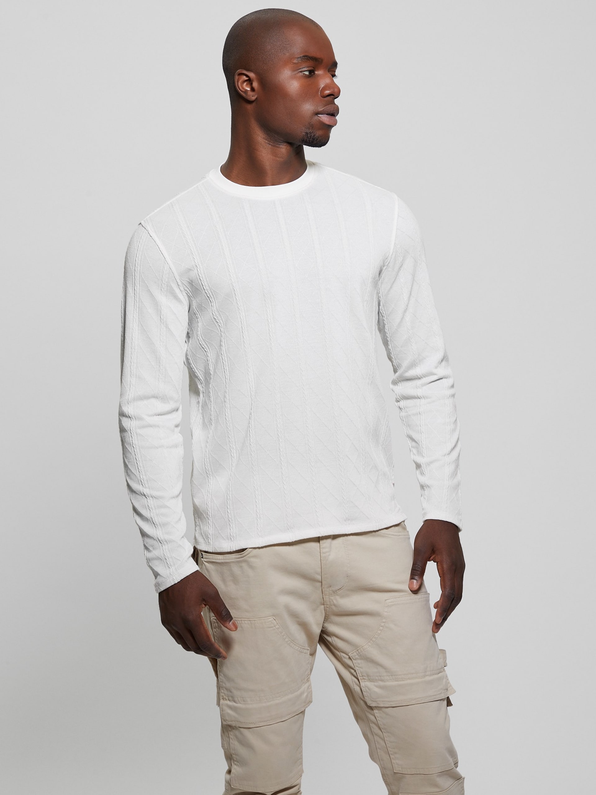 Blusa de manga comprida em malha texturizada