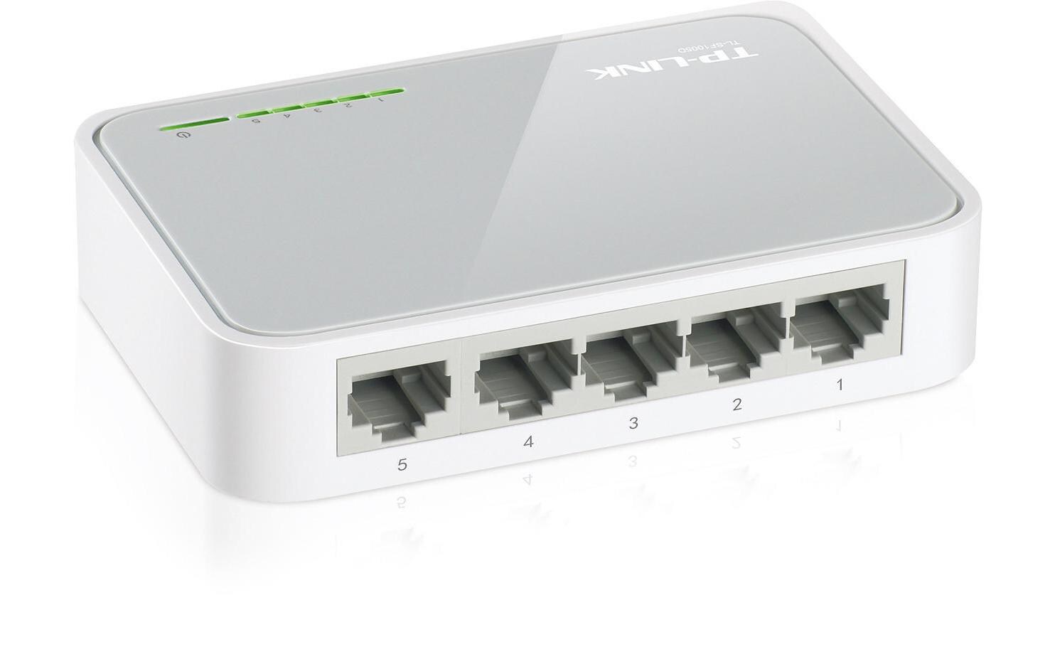 Switch TL-SF1005D 5 PortEffizienter 5-Port 10/100Mbps Desktop-Switch – Energiesparend, Lüfterlos, Universelle Kompatibilität
