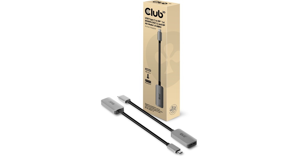 Club 3DUSB Type C - DP1.4 Active Adapter  (Grijs)