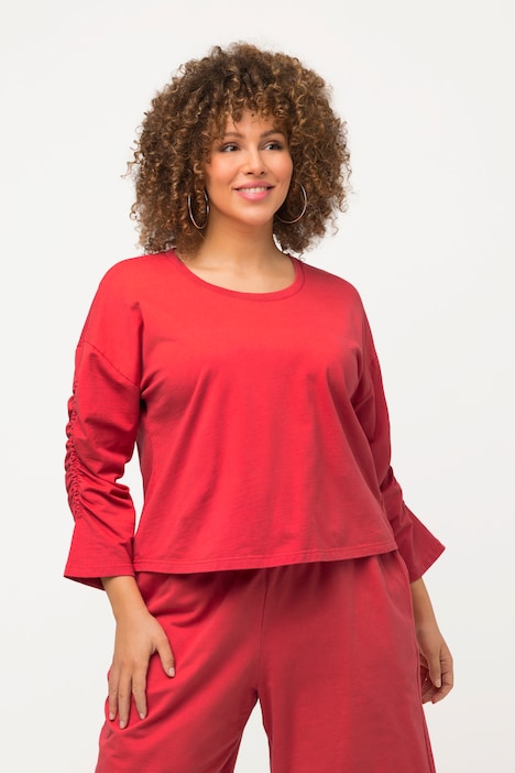 Sweatshirt, kurz, Oversized, Rundhals, 3/4-Arm