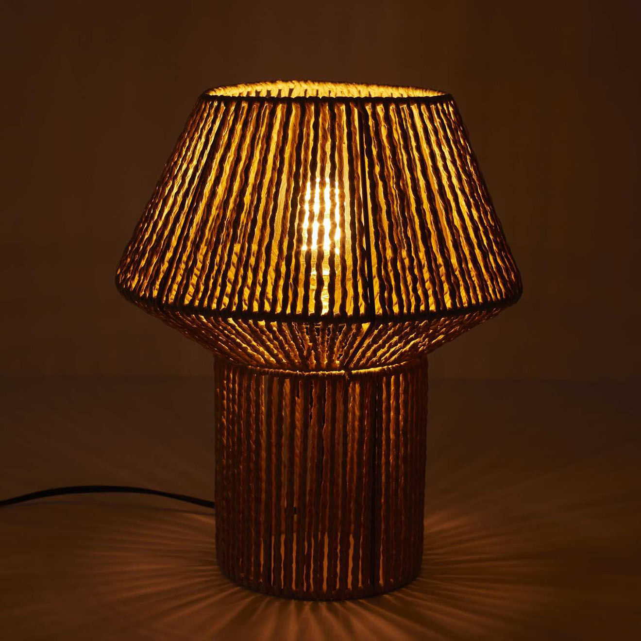 Home Deco Factory Lampe abat jour effet corde tressé beige/marron - 26.5x33x26.5 cm