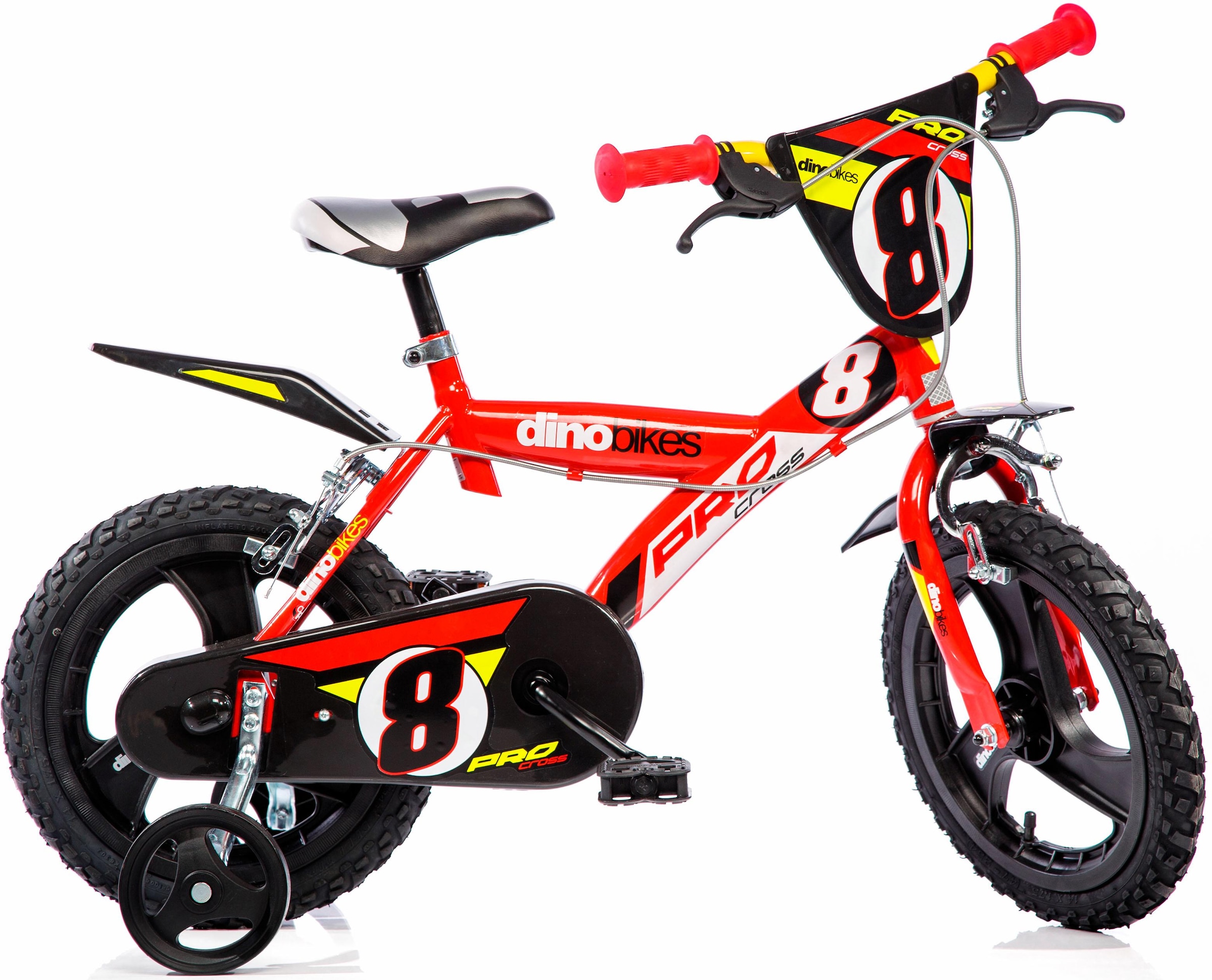 Dino Kinderfahrrad »Mountainbike 16 Zoll« 1 Gang mit Stützrädern, Frontschild und coolen Schutzblechen