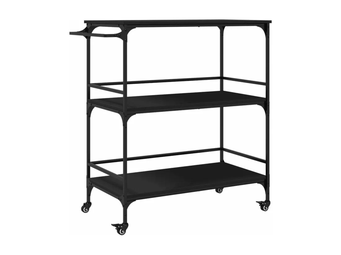 Chariot de cuisine noir 100,5x50x105 cm bois d'ingénierie