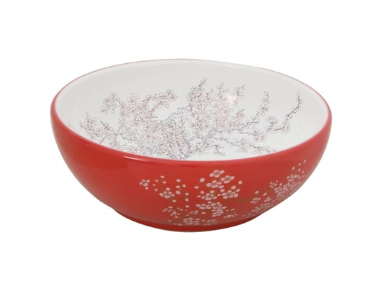 VIDAXL - Vasque à poser blanc et rouge rond f41x14 cm céramique