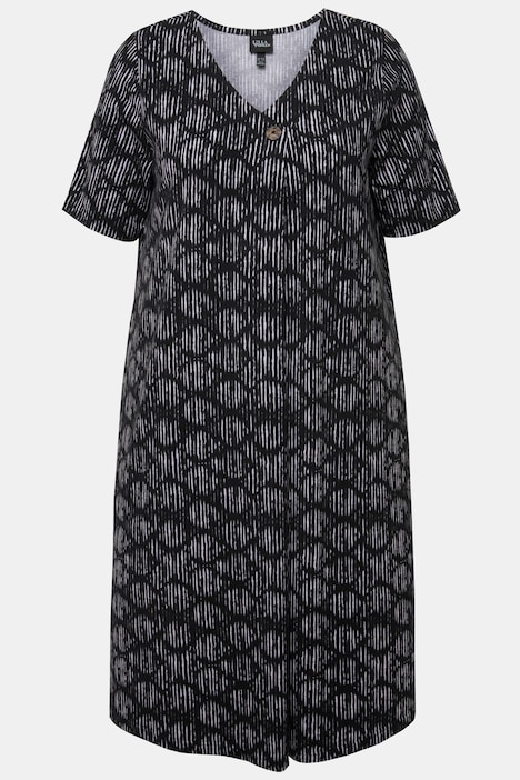Jersey-Midikleid, A-Linie, V-Ausschnitt, Halbarm