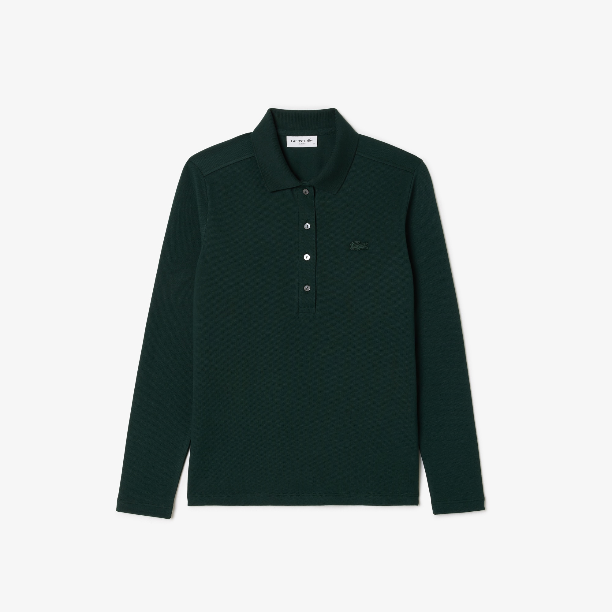 Polo Lacoste slim fit à manches longues en piqué stretch Manches Longues - Vert - Lacoste - Femme