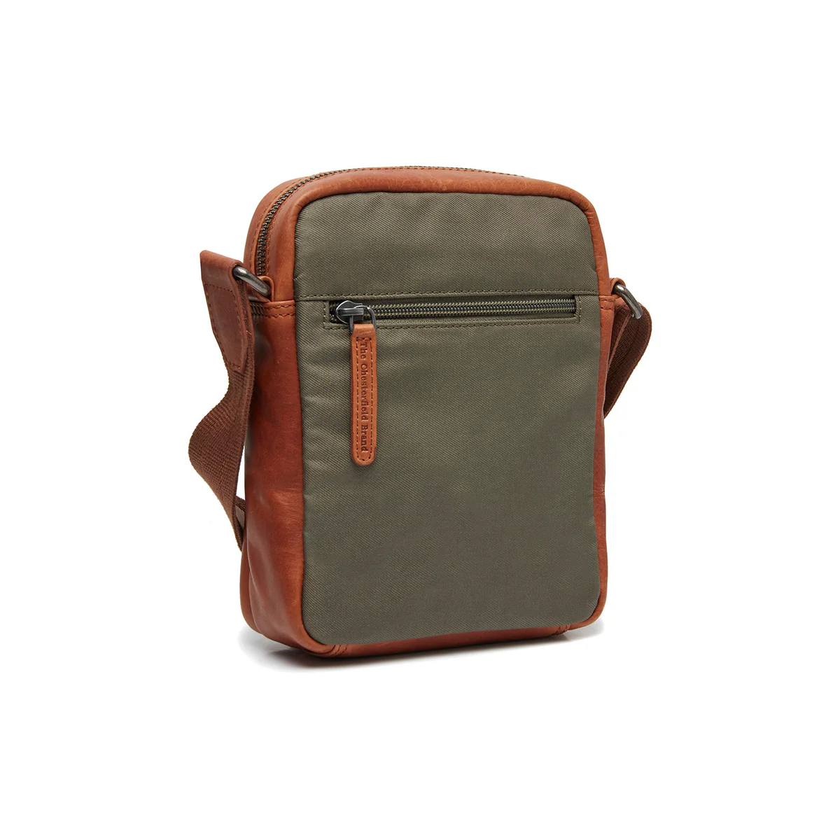 The Chesterfield Brand Nylon Wax Pull Up Karlstad Schoudertas Steel Green
