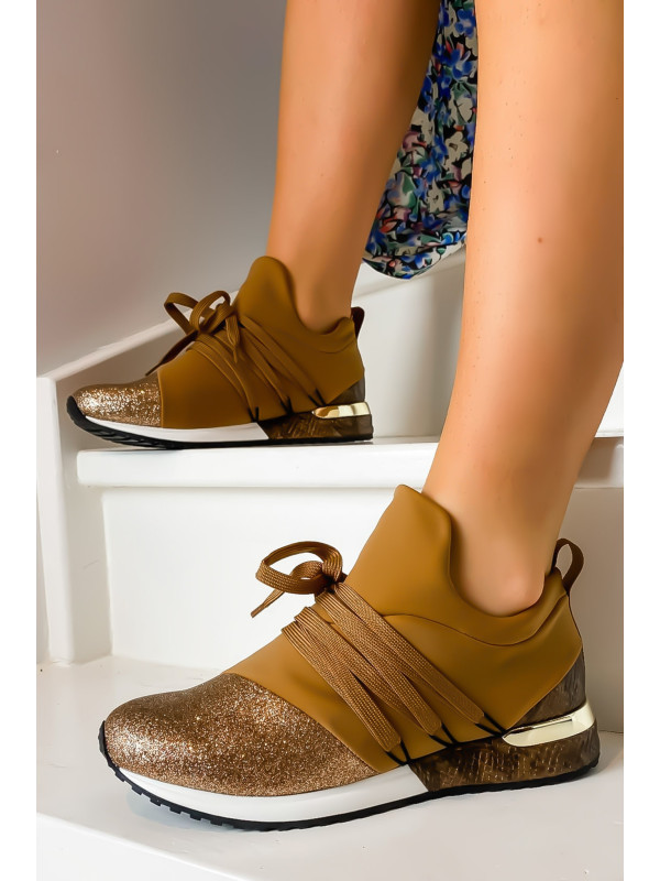 Baskets ILAN lycra Camel - Reqins