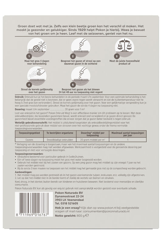 Pokon Onkruid weg - Gazonmeststof - 40 m2 - 800 Gram