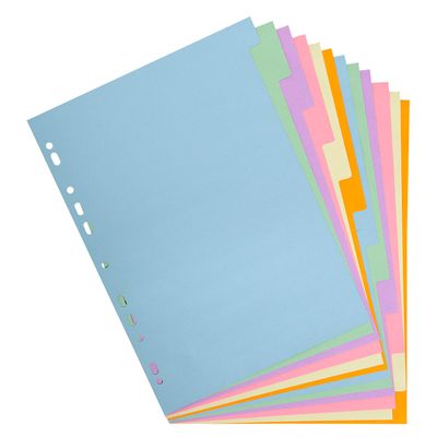 Exacompta Forever - Intercalaires 12 positions - A4 - carte recyclée couleurs pastel