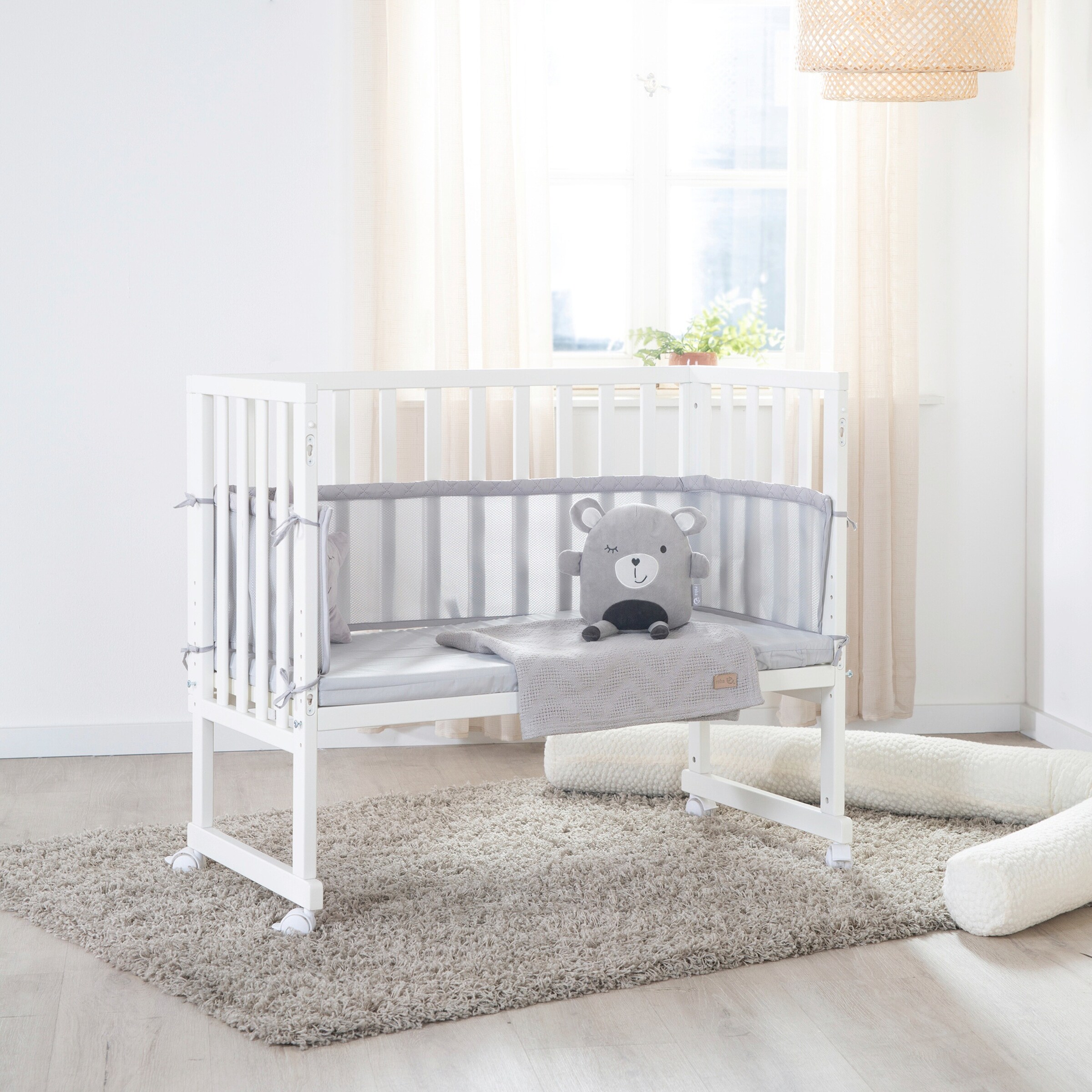 roba Stuben- & Beistellbett 3in1 mit Barriere  roba Style grau