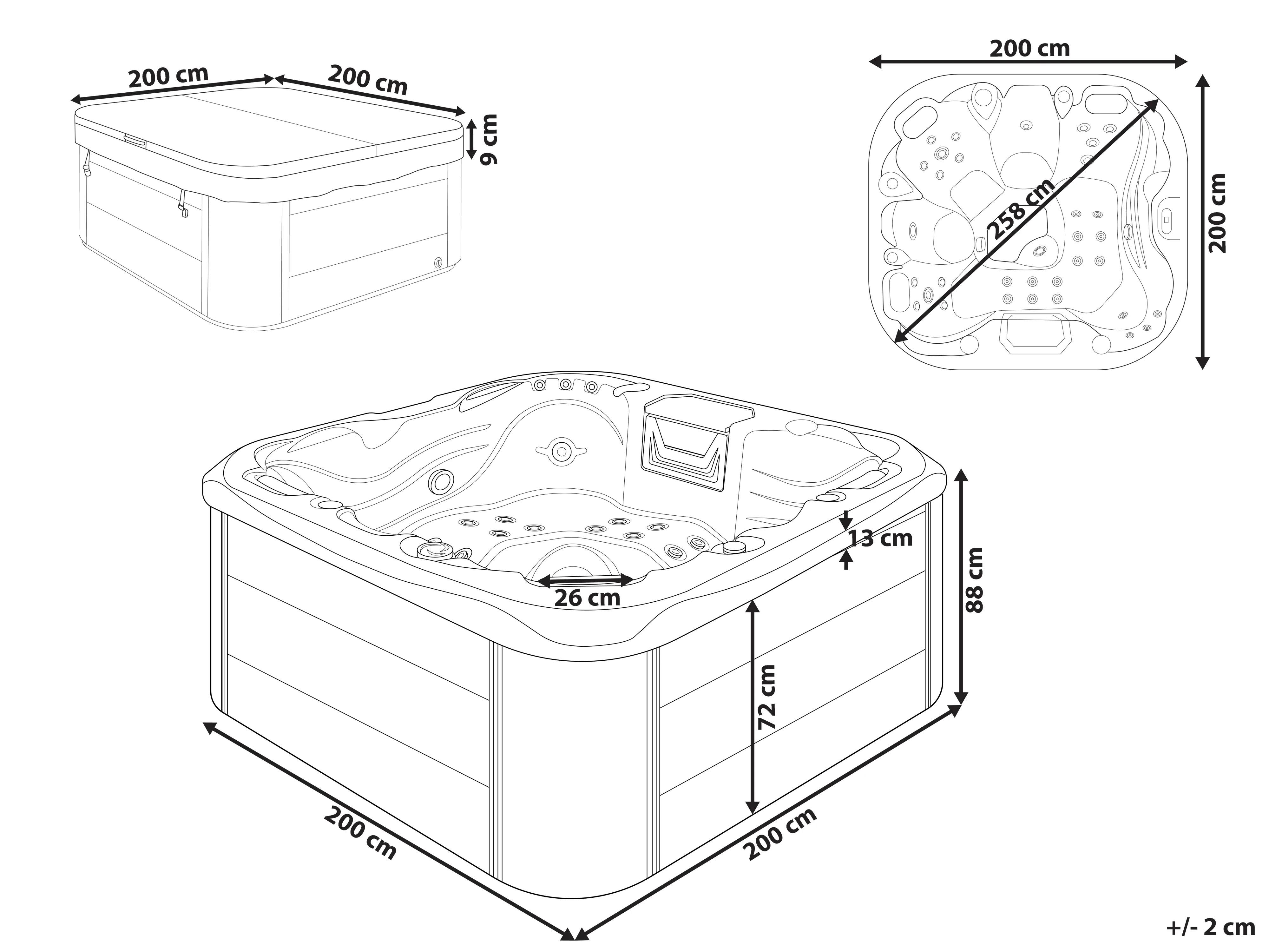 Buiten hottub met LED LASTARRIA Grafietgrijs