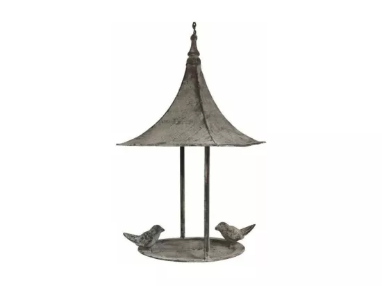 Mangeoire à oiseau ronde en fer patiné