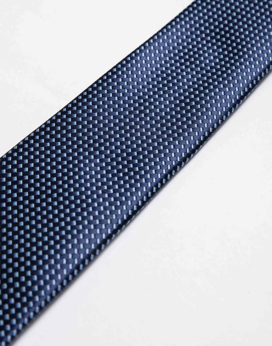 Cravate tissu texturé bleu
