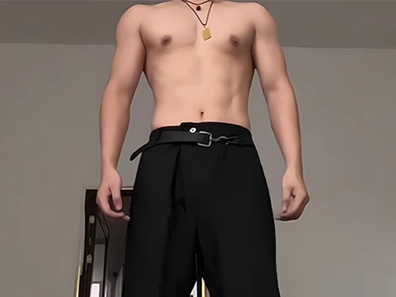 Chuoku - Mid Rise Plain Bootcut Dress Pants