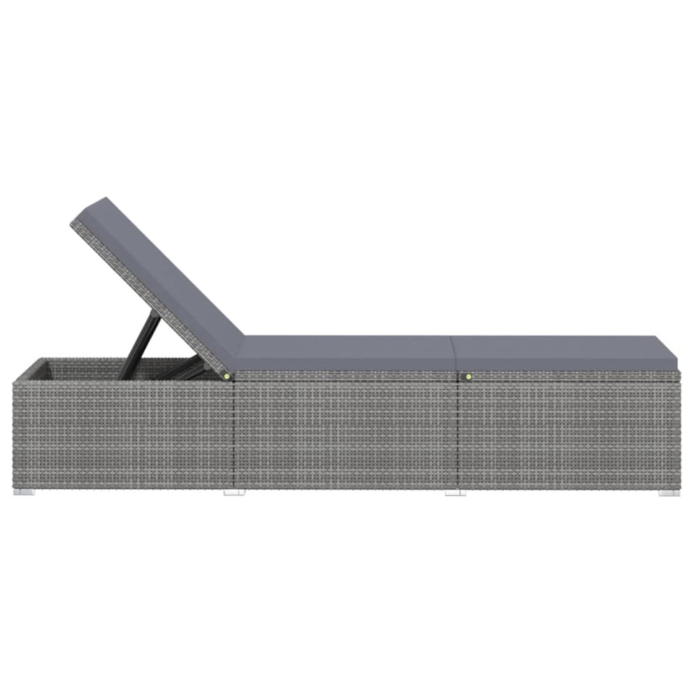 Chaises longues transat de jardin table à thé 3 pièces résine tressée gris