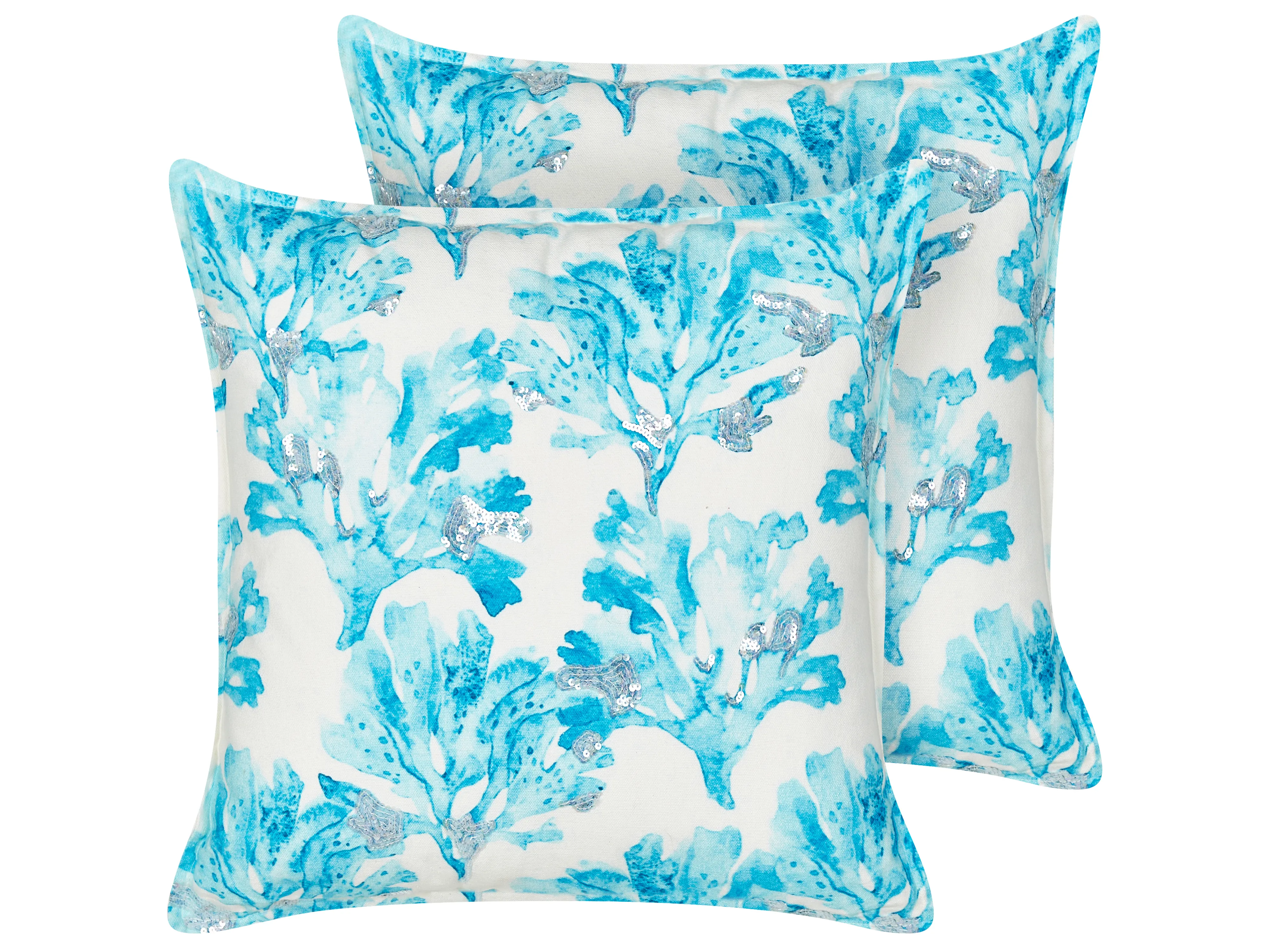 Set van 2 sierkussens ROCKWEED Katoen 45 x 45 cm Blauw bloempatroon