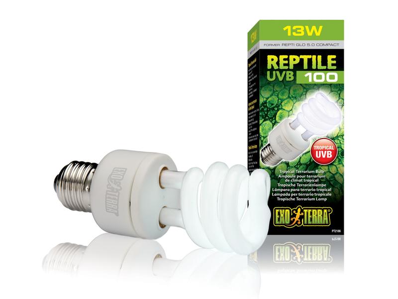 Exo Terra Terrarienlampe Reptile UVB100 E27, 13W, 15.4 cm Tropische Terrarienlampe mit UVA- & UVB