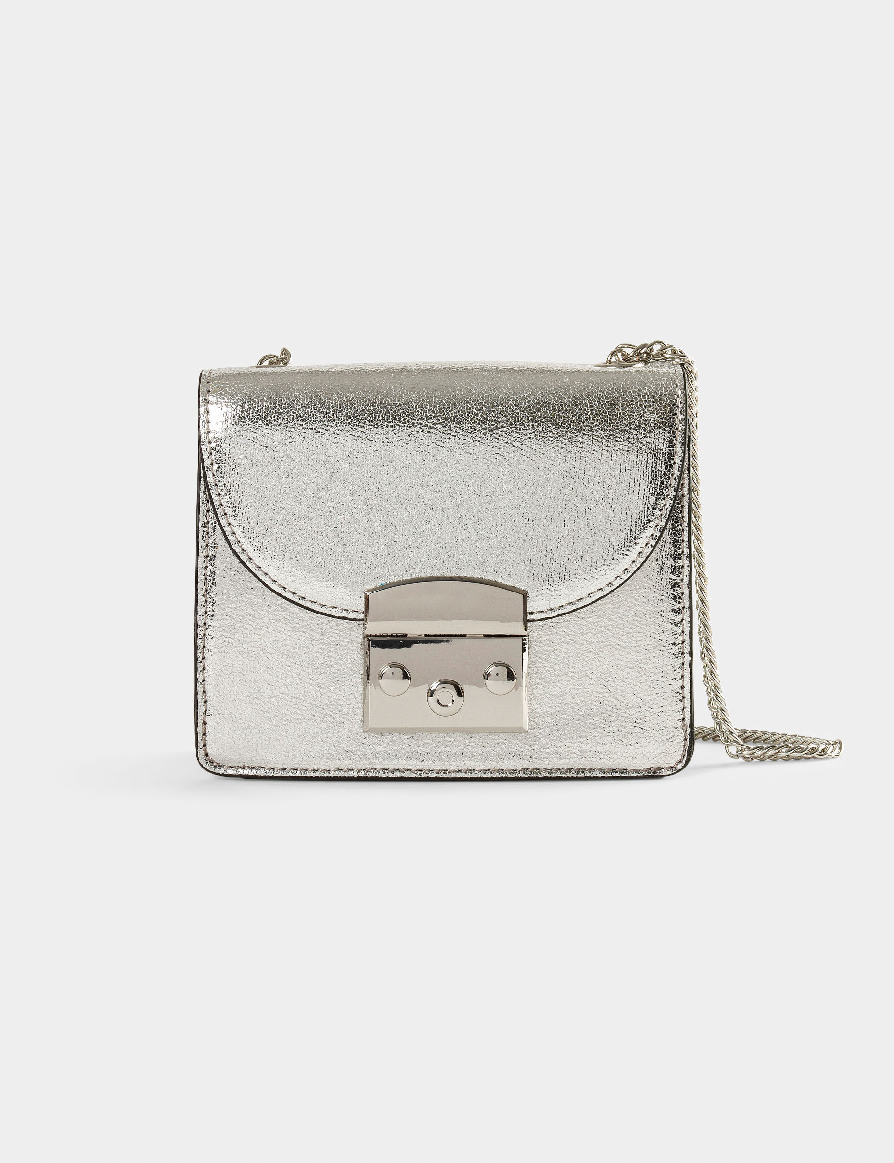 Sac pochette métallisé argente femme - argente