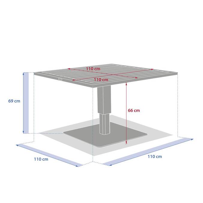Table de jardin relevable carrée SALIMIA Avoine