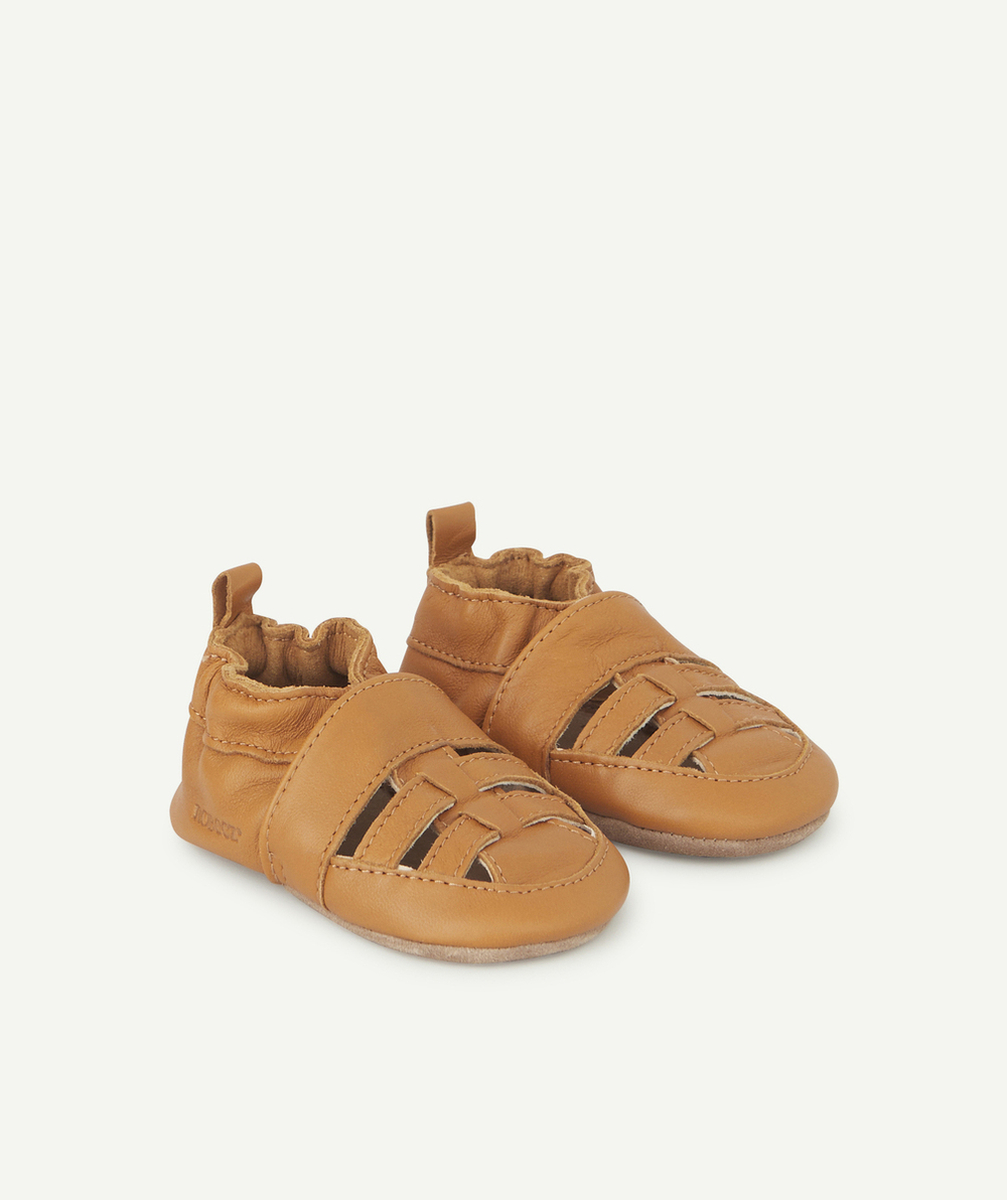 ROBEEZCHAUSSONS BÉBÉ CAMEL EN CUIR AVEC DÉTAILS AJOURÉS