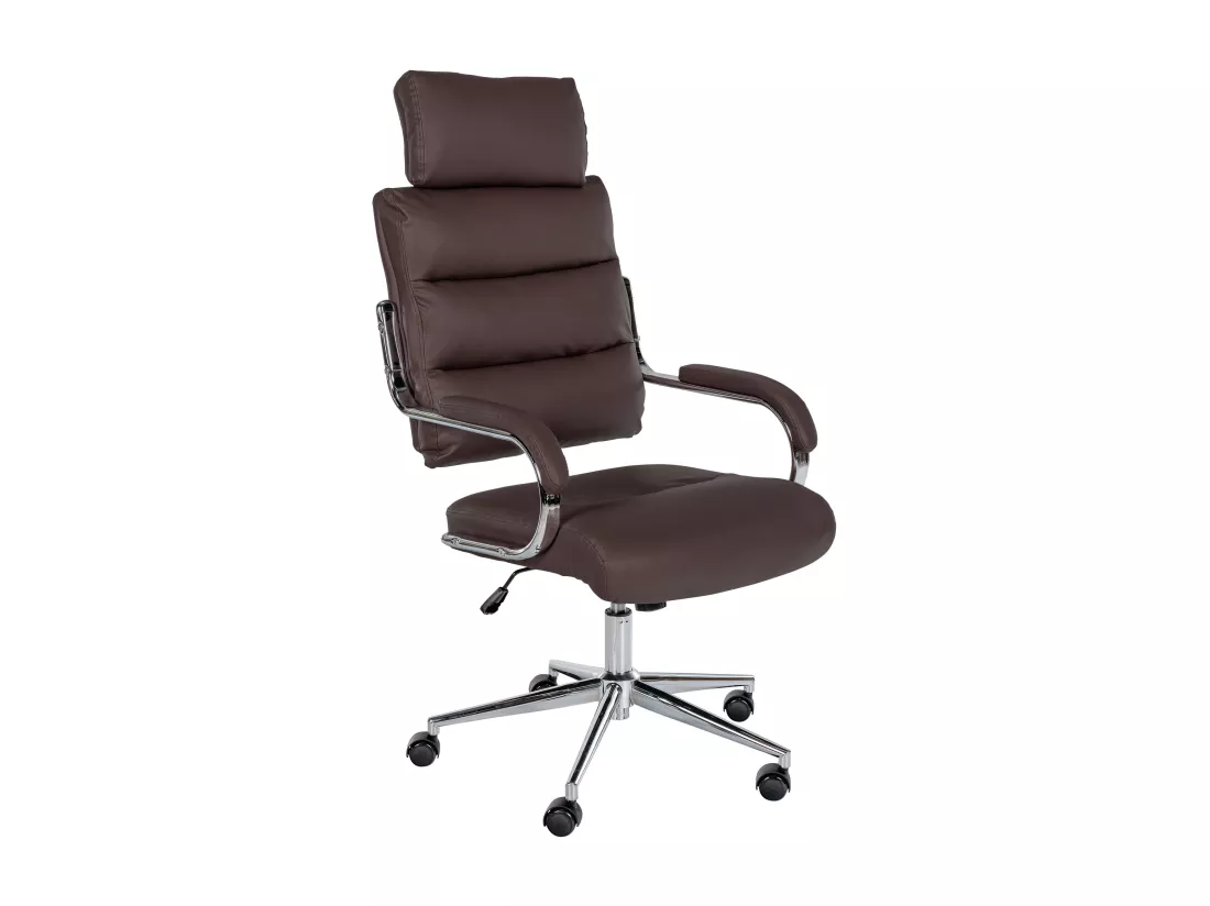 Chaise de bureau - Similicuir & Blanc - Marron - Campo
